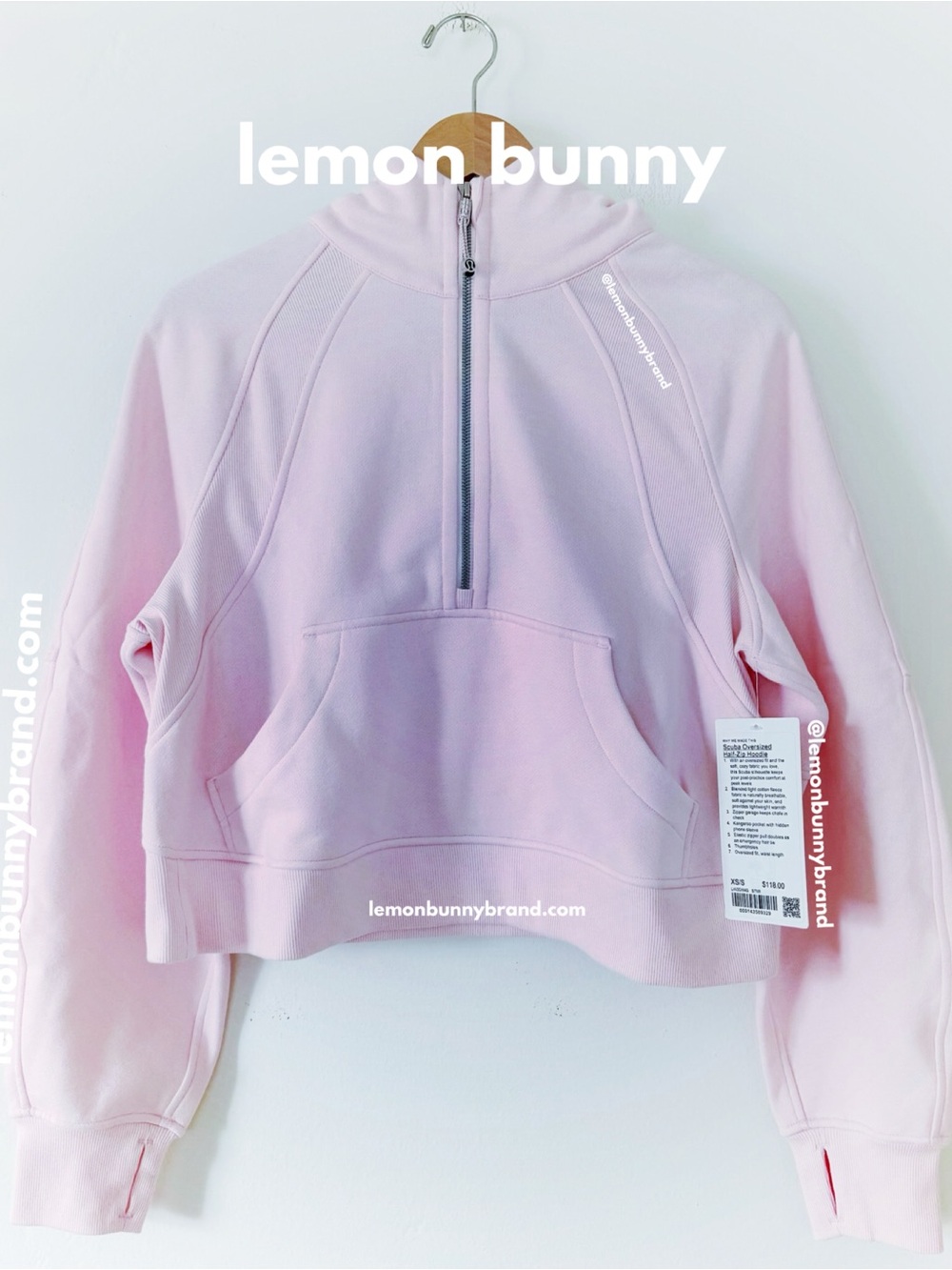 lululemon Scuba Oversized Half-Zip Hoodie Strawberry Milkshake Size XS/S New NWT